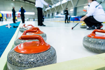 Curling stone on a game sheet.の写真素材