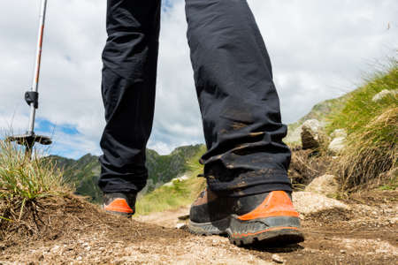 Closeup of hiking boots.の写真素材