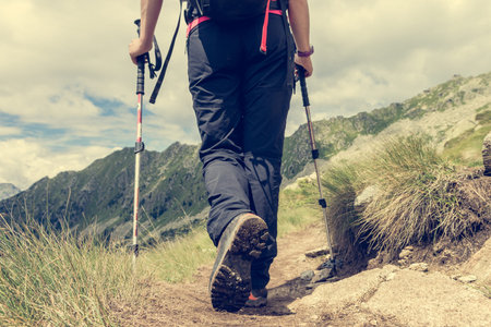 Closeup of hiking boots.の写真素材