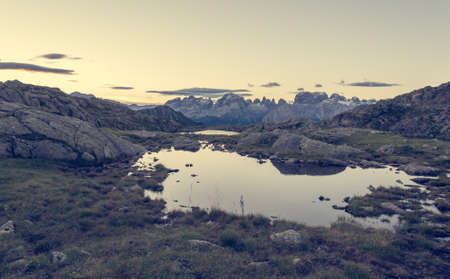 Sunrise above Laghi di Cornisello.の写真素材