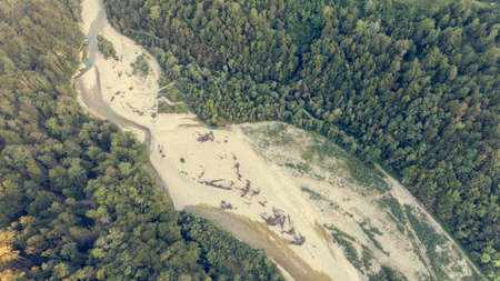 Top view of a wide river bed.の写真素材