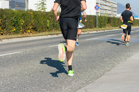 Closeup of marathon runner feet.の写真素材