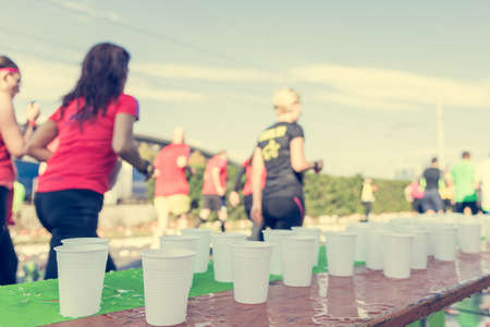 Water stan at running event.の写真素材