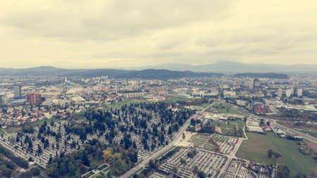 Aerial view of a cemetery.の写真素材