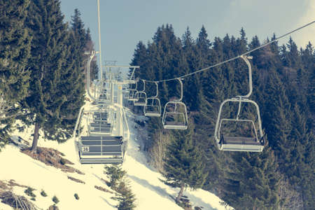 Ski lift at skiing resort.の写真素材