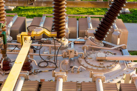 Closeup of power transformer.の写真素材