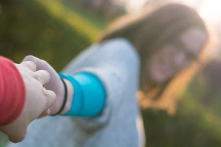Couple holding hands.の写真素材