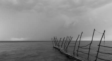 Overcast ocean view with long exposure technique.の写真素材