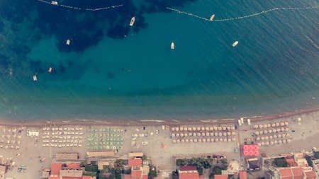 Amazing drop down view of a beach resort.の写真素材