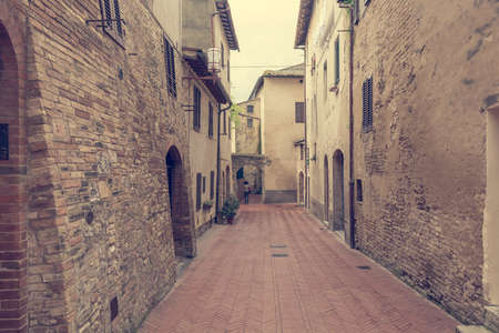 Cobble streets running through a medieval town.の写真素材