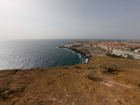 Spectacular coastal view of Playa Amarilla with desert landscape.の写真素材