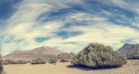 Spectacular panorama view of desert wasteland shapped by volcanic activity.の写真素材