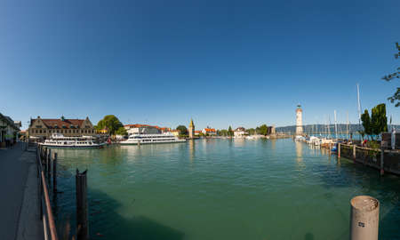 Lindau, Germany - July16: Picturesque port town Lindau on Lake Constance, on July 16, 2019 Lindau, Germanyのeditorial素材