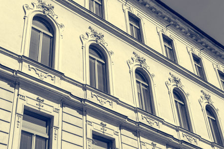 Many windows decorating a Secession style building.の写真素材