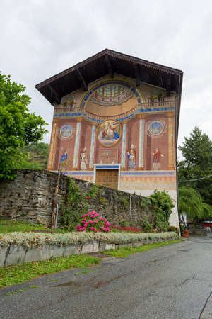 Old church with amazing frescos decorating the wall.の写真素材
