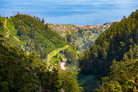 Spectacular panoramic view of Funchal, capitol of Madeira from mountain top.の写真素材