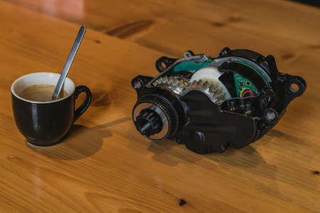 Cut away view of a modern electric motor for an e-bike. Lightweight and powerful electric motor for bicyclesの写真素材