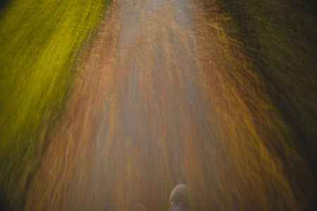 Drunk walking on a pedestrian path. Fractal blurred lines, dizzy motion, with a person moving...