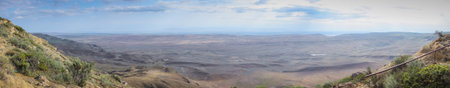 Panorama of the plains from Garedjian Ridge in Georgia near David Gareji Monastery looking towards...