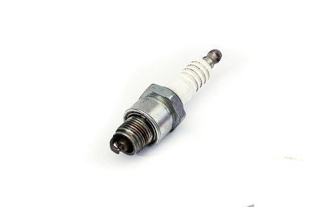 Worn but still ok lookng spark plug of a car. Sound color of the electrode and general appearance.の写真素材