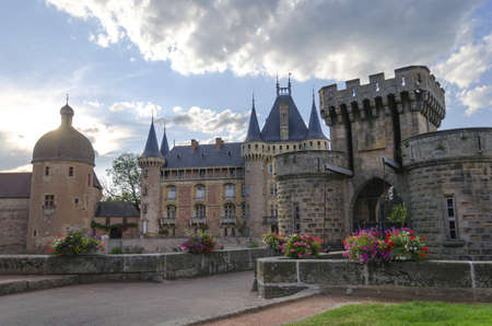 La Clayette castle with drawbridge gates, France のeditorial素材