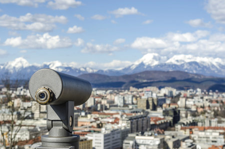 Coin operated viewfinder telescope on Ljubljana castle 