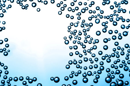 Gradient background with frame of bubbles on a glass 