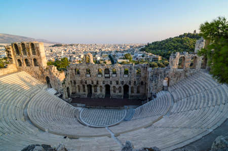 Odeon of Herod Atticus  theatre  with Athens の写真素材
