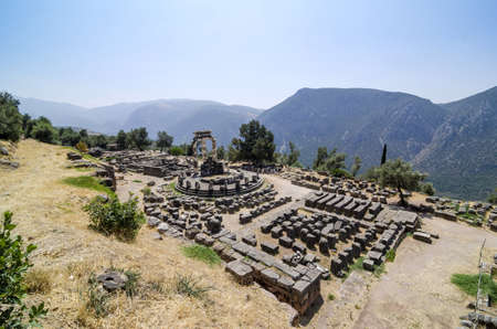 Remains of Athena Pronaia sanctuary in Delphi, Greece の写真素材
