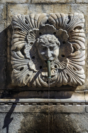 Stone funtain gargoyle in the historical centre, Dubrovnik, Croatia.の写真素材