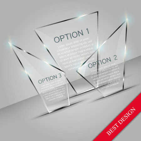 Glass infographic template design.Glass and shining banner diagrams, charts, presentations and diagrams.Business concept with 3 options, parts, steps or processes.のイラスト素材
