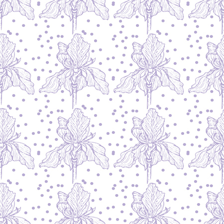 Flower Iris pattern gently purple with dots vector illustrationのイラスト素材