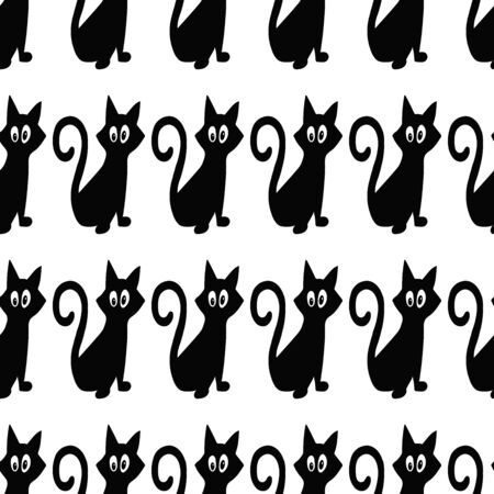 Black cat pattern sitting funny pattern for design and decor vectorのイラスト素材