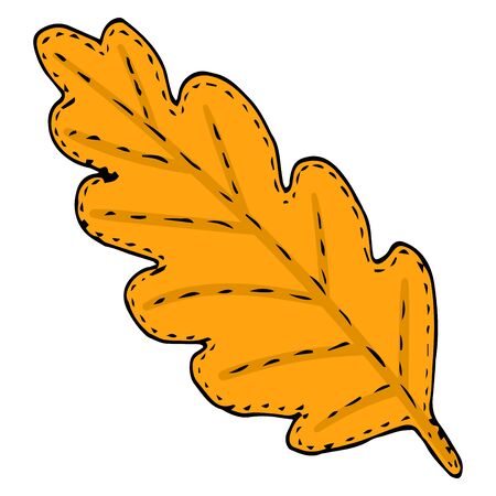 autumn yellow oak leaf in doodle style vector illustration for design and decorationのイラスト素材