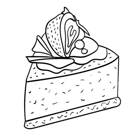 Cake with strawberry and curd sketch vector illustration for design and decorationのイラスト素材