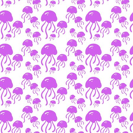 pink jellyfish pattern on white background vector illustrationのイラスト素材
