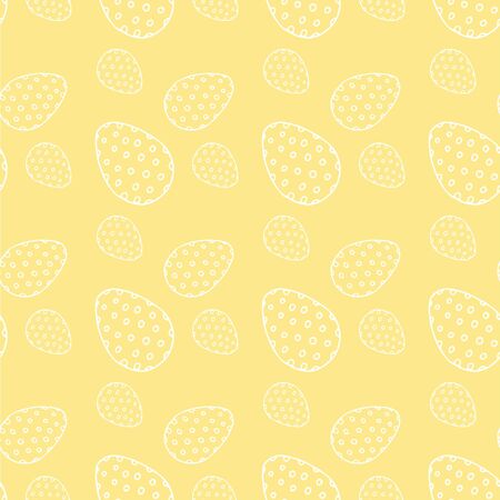 Yellow color pattern with eggs decorated in white circles in doodle style vector illustration for design and decorationのイラスト素材