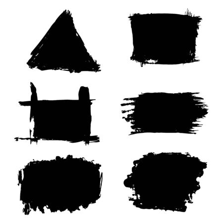 Paint stains backgrounds, triangle, square, black vector illustration for design and decorationのイラスト素材