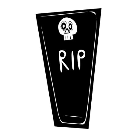 Tombstone doodle black, cartoon isolated on white background, vector illustration for design and decor, Halloween, sticker, templateのイラスト素材