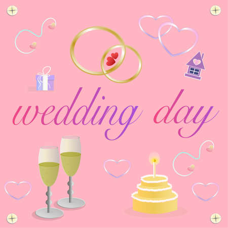 set of wedding day itemsのイラスト素材