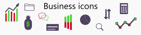 Set of vector icons in flat design with elements for business and finance isolated on white...