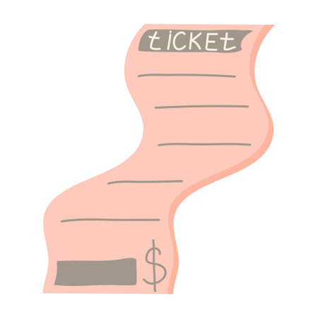 A check, ticket in a flat, cartoon, organic style with a free line is isolated on a white background. Vector illustration for shopping. A shopping list on paper, at the bottom of the dollar sign.のイラスト素材