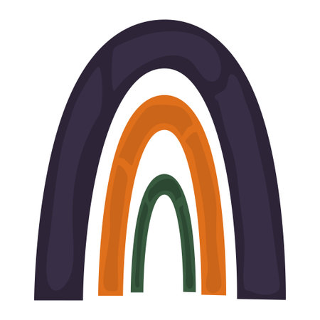 Boho rainbow is isolated on a white background. Vector illustration in muted colors for children or decor. An elongated rainbow of three partsのイラスト素材