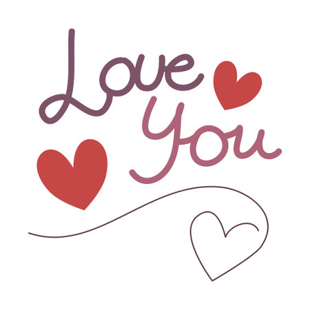 Mothers Day greeting card. postcard template with heart and inscription I love you. Vector illustration in a flat linear style, isolated white background. Congratulations to the mothers.のイラスト素材