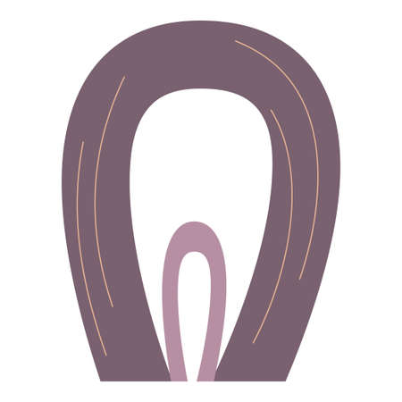 Purple rainbow trendy isolated on white background. Minimal design. Fashionable vector illustration in a flat linear style. Minimalist abstract aesthetic style. Rainbow with stripes.のイラスト素材