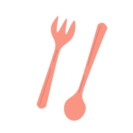 Zero waste, plastic spoon, fork isolated on white background. Recycling of garbage, natural...