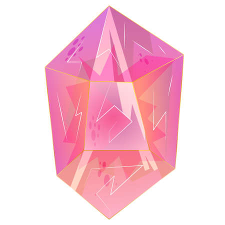 Beautiful crystal, gem, jewel is isolated on white background. A colorful stone for games and applications. Vector illustration in cartoon styleのイラスト素材