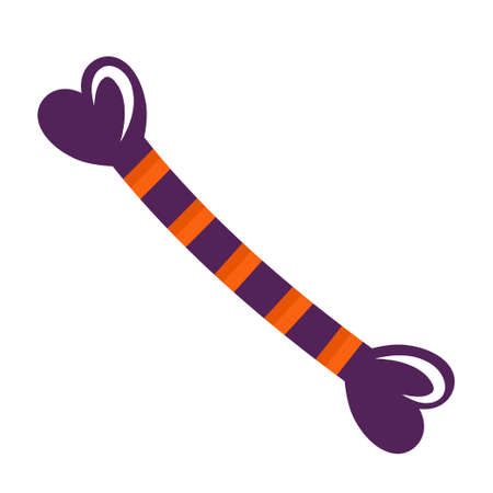 Striped bone decor for halloween is isolated on a white background. Vector illustration in cartoon style.のイラスト素材