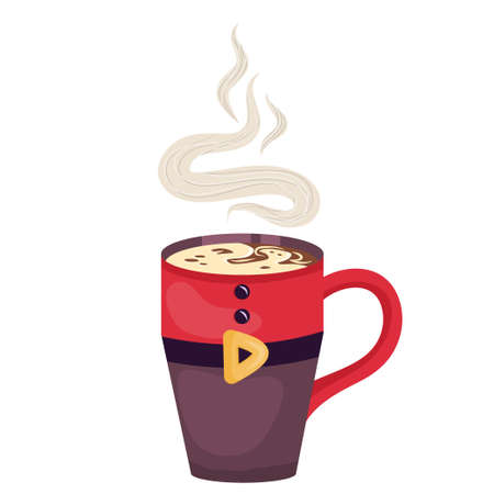 Christmas drink hot cocoa with cream isolated on white background.Christmas cup with a winter symbol for a cozy winter. Vector illustrationのイラスト素材