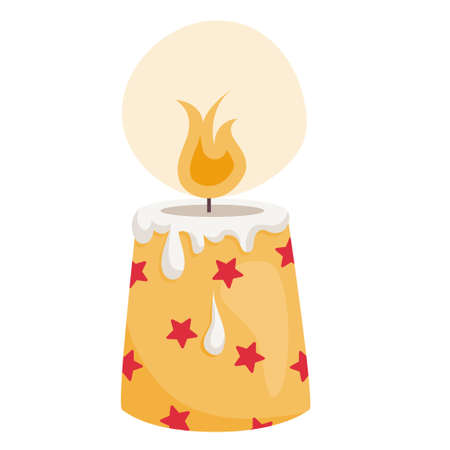 Christmas candle isolated on white background.Christmas decoration for a cozy winter. Vector illustration.のイラスト素材